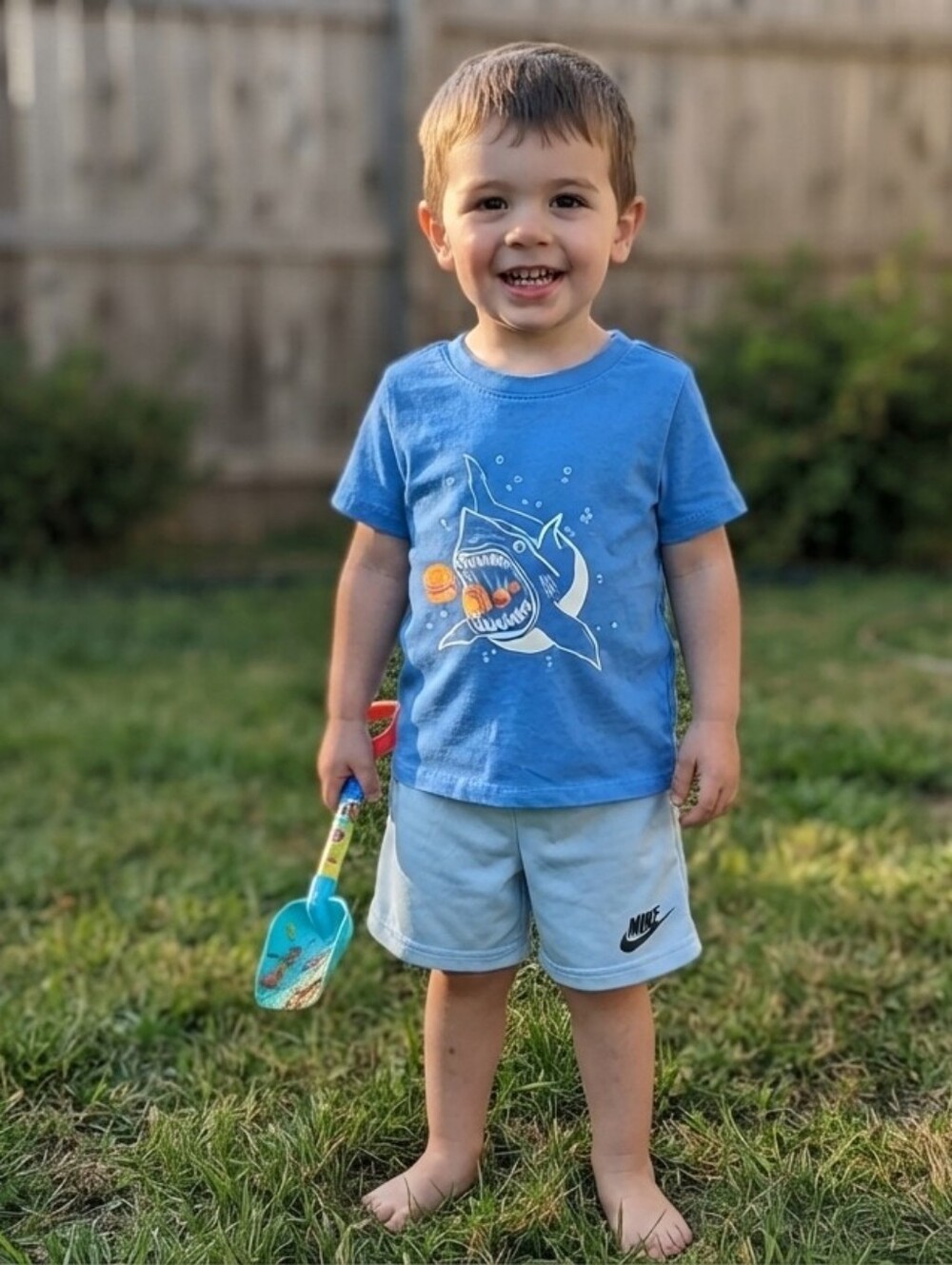 Nike 3T Blue Shark Graphic Tee and Baby Blue Nike Shorts Set